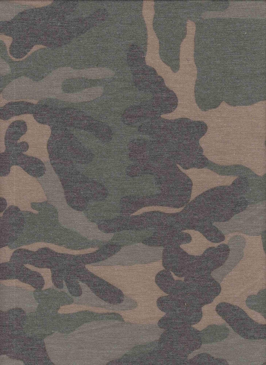 1 Yard Camouflage Camo Military Army Stretch Knit Fabric 58/60" Wide